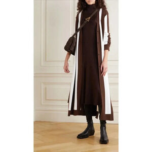 Monse Long Striped Wool Long Sleeves Cardigan Side Slits